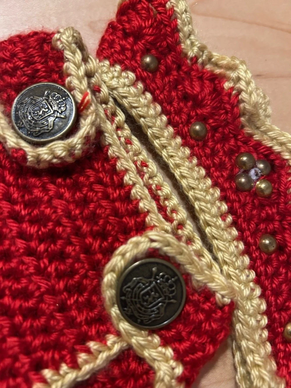 Red and Gold Crochet Diaper Cover Set for Kids
